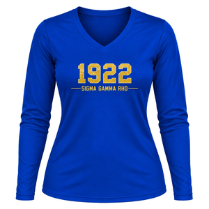 Camiseta de Manga Larga Personalizada para Mujer con Letras Griegas de Sigma Gamma Rho, Cuello Redondo, Informal, de Algodón, Venta al Por Mayor - Product Image 1