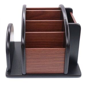 Boîte de rangement pour télécommande en bois à 5 niveaux détachable avec un design moderne pour le salon, la table de canapé - Product Image 4