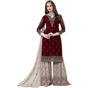 Women's Georgette Unstitched Pakistani Wedding Gown – Designer 3-Piece Suit Set with Mirror & Stone Work for <b>Brides</b> - Product Image 1
