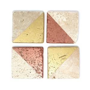 Sous-verres en travertin beige naturel 4x4, absorbants, en pierre roulée, pièces uniques, accessoires pour table basse - Product Image 6