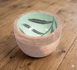 Nouvel arrivage d'autocollant de bol rond en bois émaillé naturel pour servir des aliments, mélanger de la salade, des fruits, de la vaisselle faite à la main - Product Image 1