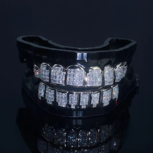 Brilliant Moissanite Grillz Custom Sterling Silver <b>Teeth</b> Caps Premium Fashion Jewelry Gift for Men Women - Product Image 4