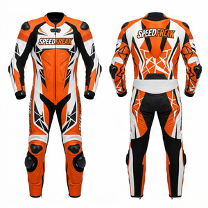 ชุดแข่งรถหนังชิ้นเดียว SpeedFreak Ignite Pro – สีส้มวงกลม/สีขาว - Product Image 3