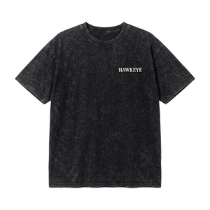 เสื้อผ้าสตรีทแวร์ทรงโอเวอร์ไซส์ผ้าฝ้ายน้ำหนักเบาสไตล์วินเทจฟอกสีแบบแอซิดวอชสำหรับฤดูร้อน ตกแต่งด้วยงานปักโลโก้ ขายส่ง - Product Image 2