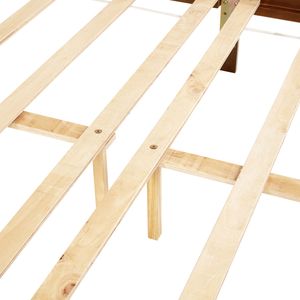Letto matrimoniale in legno di pino con testiera e pediera in rattan noce, piattaforma centrale rinforzata - Product Image 2