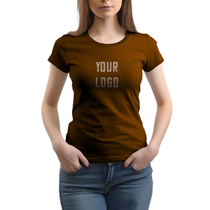 Women's Green Slim Fit Cotton T-Shirt Crew Neck Short Sleeve Casual Logo Printed Breathable Jersey Fabric All Seasons OEM ODM - Product Image 2