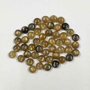 Cabochon plat naturel de haute qualité de 5mm pierres précieuses en vrac éclat doré certifié pour la fabrication de bijoux coût d'usine - Product Image 1