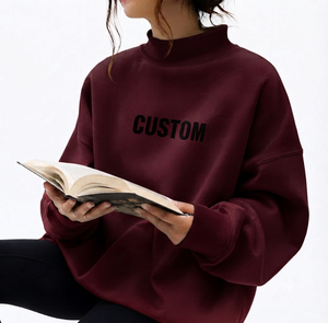 เสื้อสเวตเชิ้ตคอเต่าทรงโอเวอร์ไซส์สำหรับผู้หญิง ผลิตตามแบบ OEM ผ้าฝ้ายพรีเมียมแบบวอช ทรงหลวม สวมใส่สบาย เหมาะสำหรับฤดูใบไม้ร่วงและฤดูหนาว สไตล์สตรีทแวร์ - Product Image 1