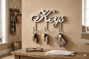 Decorative Metal <b>Key</b> Holder <b>Wall</b> Organizer with <b>Hooks</b> Modern <b>Key</b> Hanger for Entryway Home Office <b>Wall</b> Storage - Product Image 4