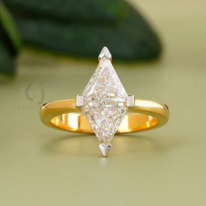 VVS VS DEF 2.02 Carat Triangle Shape Lab Diamond Ring 14K Yellow Gold Modern Solitaire Geometric Bridal Jewelry Yellow Gold - Product Image 1