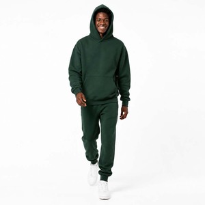 Chándal con Capucha para Hombre, Color Verde Oscuro, Manga Larga, Estilo Casual, Corte Regular, con Bolsillos Laterales y Cintura Elástica - Product Image 3