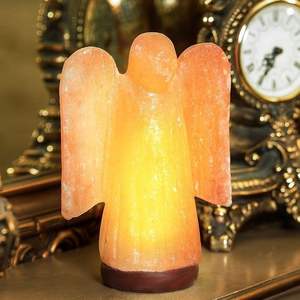 Lampe de sel rose de l'Himalaya naturelle, décoration ange faite à la main, veilleuse en cristal de roche, purificateur d'air, cadeau portable pour la maison et le spa, favorisant la guérison - Product Image 2