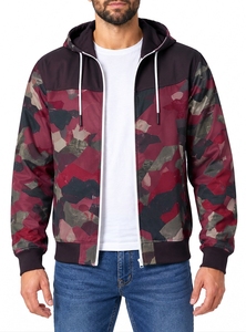 Veste à capuche zippée camouflage violette pour homme, style décontracté hip-hop, manteau bomber d'automne - Product Image 6