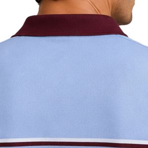 Ensemble polo et short pour homme bleu ciel et bordeaux, motif rayé avec poches, tenue décontractée d'été deux pièces, logo personnalisé, qualité supérieure - Product Image 5