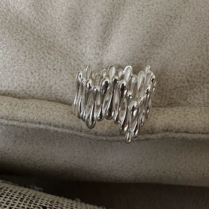Bague en argent sterling S925, version coréenne, design goutte d'eau, style rétro coréen, simple et tendance, bijoux en argent. - Product Image 1