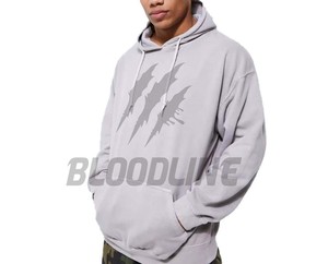 Sudadera con Capucha Morada para Hombre, Diseño Pintado a Mano, Tela Francesa de Algodón, Estilo Casual para Otoño - Product Image 4