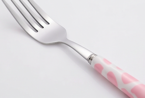 Juego de cuchara y tenedor de acero inoxidable con mango con estampado de pata rosa, apto para lavavajillas, diseño bonito para uso en campamentos y fiestas - Product Image 3