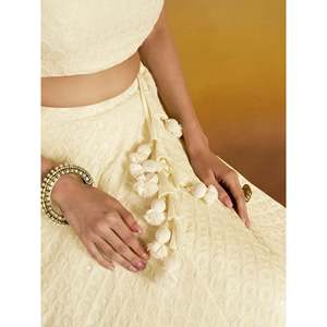 Charming Off-<b>White</b> Sequins Georgette Festive Lehenga Choli for Evening - Product Image 4