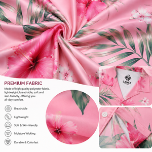 Chemise Hawaïenne Personnalisée pour Femme à Col Camp, Boutonnée, en Polyester Premium, Imprimée par Sublimation à Motifs Floraux Tropicaux, pour Plage et Resort, OEM - Product Image 5