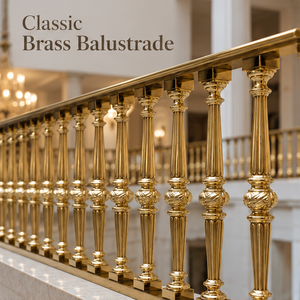 Barandilla de Columna Acanalada con Acabado en Bronce Dorado Pulido para Hoteles de Lujo, Villas y Grandes Escaleras - Product Image 4