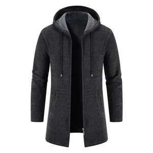 Cárdigans largos con capucha para hombre, suéteres, nueva moda para hombre, prendas de vestir de invierno, suéteres informales, suéteres cálidos más gruesos de lana, talla 4XL - Bl - Product Image 4