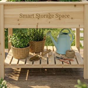 Bac à plantes surélevé avec pieds robustes, en bois de pin naturel haut de gamme, revêtement vinyle, écologique, style jardinière surélevée - Product Image 4