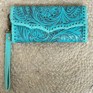 Nueva Cartera de Cuero Genuino de Vaca con Diseño Floral Vintage, Hecha a Mano, para Monedas y Tarjetas de Crédito, con Correa para la Muñeca - Product Image 4