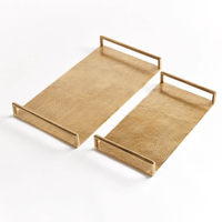 Plateau de service de luxe en métal doré avec poignées en forme de grenade, plateau décoratif pour aliments, plateaux de rangement pour table à manger