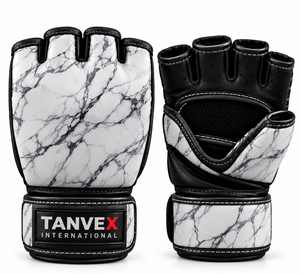 Gants de MMA TANVEX INTERNATIONAL en cuir, demi-doigts, respirants, extensibles, unisexes, motif Union Jack, arts martiaux - Product Image 2