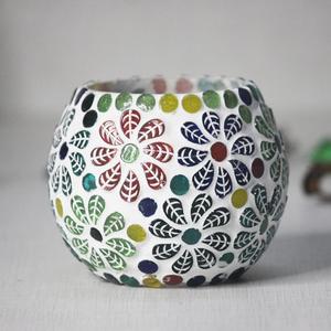 Mosaic Glass Tea Light Candle <b>Holder</b> Bowl Decorative Votive <b>Tealight</b> <b>Holder</b> for Home Wedding Table Decor - Product Image 1