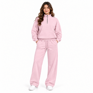 Unisex Active Wear Half Zipper Tracksuit Wholesale Custom Manufacture Athletic Jogger Full Length 100% Cotton <b>Fleece</b> Breathable - Product Image 1