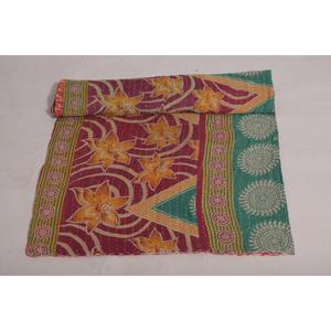 Couvre-lit vintage imprimé Kantha, couverture en coton fleuri, faite à la main, réversible, lavable, écologique, toutes saisons, style bohème indien - Product Image 4