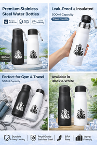 ขวดน้ำสแตนเลสพิมพ์ลายพระพิฆเนศ - ปรับแต่งได้สำหรับกลับไปโรงเรียนและวันรับปริญญา - Product Image 2