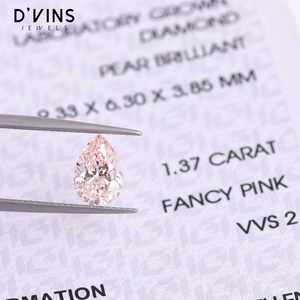 เพชร D'vins Jewels รับรองโดย IGI รูปทรงลูกแพร์สีชมพูแฟนซี VVS เพชร CVD ที่เพาะเลี้ยงในห้องปฏิบัติการ – ผลิตเพื่อประเทศอินเดีย - Product Image 2