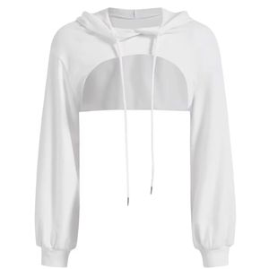 Sweat-shirt à capuche court en molleton noir 100 % coton pour femme, à manches longues, avec blocs de couleur, tricoté, idéal pour l'été - Product Image 4