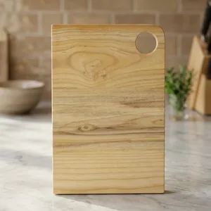 เขียงไม้ทรงกลมพร้อมด้ามจับสำหรับหั่นอาหารในครัว - Product Image 2