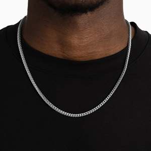 Collier chaîne Figaro en argent sterling 925 plaqué rhodium pour homme, style hip-hop, minimaliste, à porter au quotidien, cadeau de mariage - Product Image 1