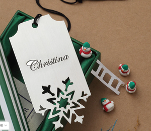 Marcapáginas Navideño Personalizable con Recorte de Copo de Nieve - Product Image 1