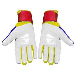 Gants de frappeur en cuir SAAR INDUSTRIES bleus, blancs, jaunes, rouges, avec fermeture auto-agrippante, durables, unisexes, pour entraînement adulte - Product Image 5