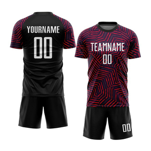 Custom Sublimation Summer <b>Knitted</b> Soccer Jersey Set Men Football <b>Kit</b> Quick Dry Breathable Team Uniform Shirt Shorts Low MOQ - Product Image 6