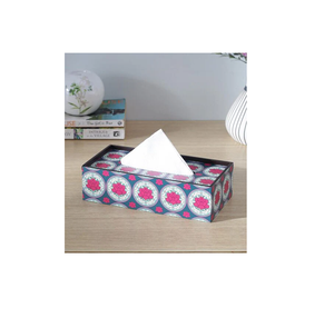 Caja de pañuelos de madera clásica impresa, hecha a mano, de forma rectangular con acabado en esmalte, caja de pañuelos de alta calidad. - Product Image 1