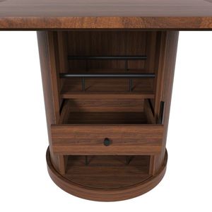 Walnut Brown 59\" Extendable Oval Dining <b>Table</b> with 2-Tier Storage 4-6 Seater <b>Space</b> <b>Saving</b> Expandable Kitchen MDF W - Product Image 5