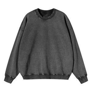 Sweat-shirts oversize pour hommes délavés à l'acide, style streetwear, en molleton uni à col rond, pour commande en gros, pulls décontractés pour l'hiver - Product Image 4