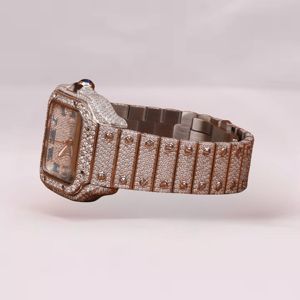 Montre-bracelet élégante marron avec bracelet orné de diamants, cadran analogique carré, mouvement à quartz en moissanite et finition raffinée - Product Image 3