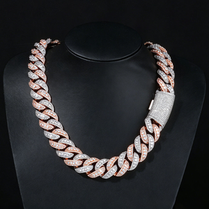 Pulsera de eslabones cubanos de moissanita de lujo con acabado en oro rosa y oro blanco, estilo hip hop, regalo de joyería para hombres y mujeres - Product Image 2