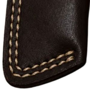 Cuchillo de Caza Compacto Fijo de Acero al Carbono con Patrón Ondulado Negro Azulado y Mango de Cuero Capa a Capa, Herramienta de Corte Premium OEM para Cocina y Exteriores - Product Image 3