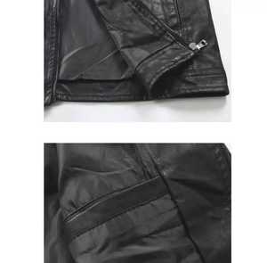 2024 OEM Men's High Quality Vintage Style Genuine Leather <b>Jacket</b> 100% Polyester Stand Hooded Windproof Zipper Closure <b>Winter</b> - Product Image 6