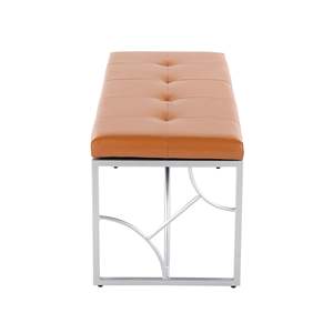 Collezione contemporanea di costellazione di panca in finta pelle di metallo e cammello argento per mobili da soggiorno - Product Image 2