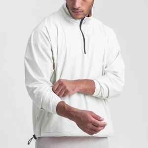 Men's <b>Gym</b> Jacket Lightweight Quarter Zip Pullover Spandex/Polyester Stand Collar Loose Waterproof Windproof Mock Neck <b>Sweatshirt</b> - Product Image 2