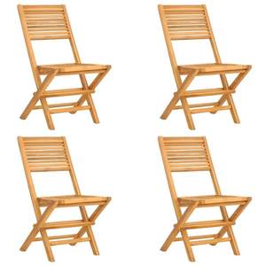 Juego de 4 Sillas Plegables de Madera de Teca Sólida Color Marrón Teca Estándar - Product Image 2